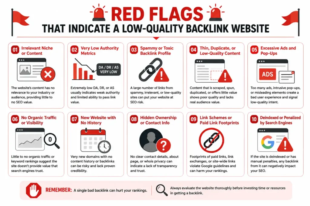 Red Flags That Indicate a Low-Quality Backlink Website